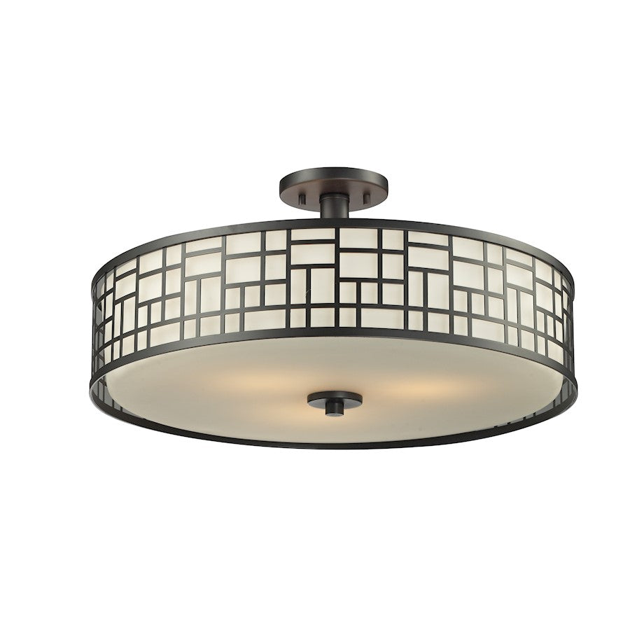 Z-Lite Elea 3 Light Semi-Flush Mount, 20.5x10.5", Bronze, Matte Opal - 329-SF20-BRZ