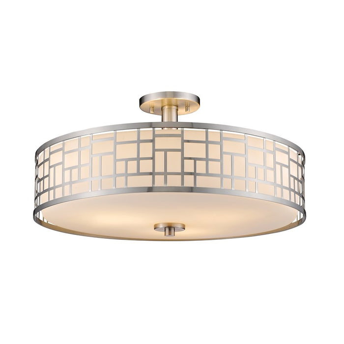 Z-Lite Elea 3 Light Semi-Flush Mount, 20.5x10.5", Nickel, Opal - 330-SF20-BN