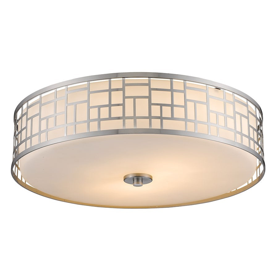 Z-Lite Elea 3 Light Flush Mount, 20.5x6.5", Brushed Nickel, Matte Opal - 330F20-BN