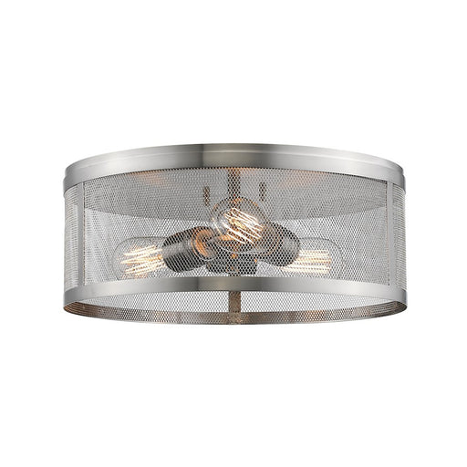Z-Lite Meshsmith 3 Light Flush Mount, 14.875x14.875x6", Nickel, Nickel - 331F14-BN