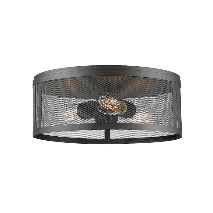 Z-Lite Meshsmith 3 Light Flush Mount, 14.875x14.875x6", Bronze, Bronze - 331F14-BRZ