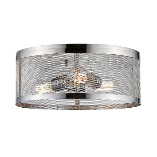 Z-Lite Meshsmith 3 Light Flush Mount, 14.875x14.875x6", Chrome, Chrome - 331F14-CH