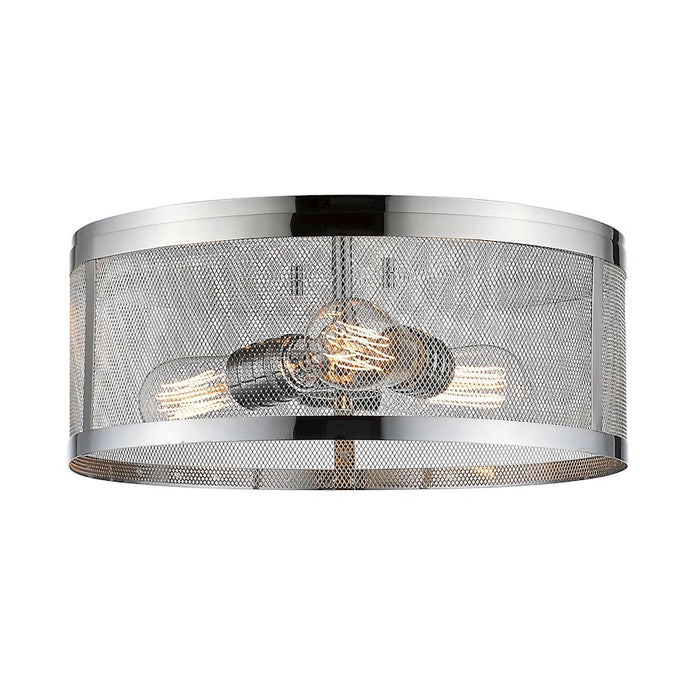 Z-Lite Meshsmith 3 Light Flush Mount, 14.875x14.875x6", Chrome, Chrome - 331F14-CH