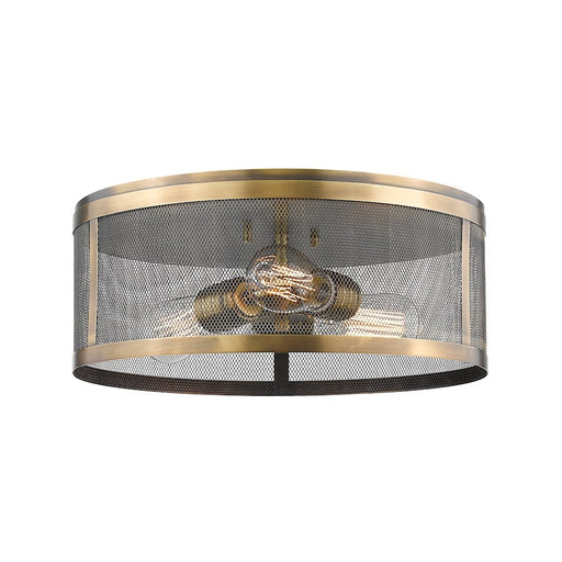Z-Lite Meshsmith 3 Light Flush Mount, 14.875x14.875x6, Natural Brass - 331F14-NB