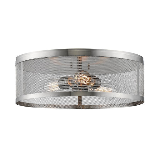 Z-Lite Meshsmith 3 Light Flush Mount, 18x18x6", Nickel, Nickel - 331F18-BN