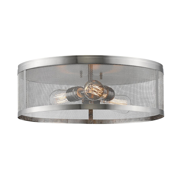 Z-Lite Meshsmith 3 Light Flush Mount, 18x18x6", Nickel, Nickel - 331F18-BN