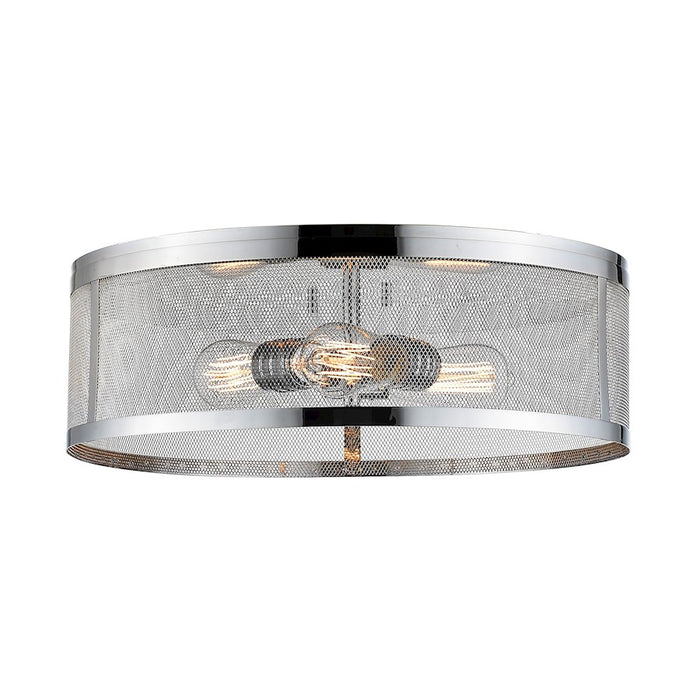 Z-Lite Meshsmith 3 Light Flush Mount, 18x18x6", Chrome, Chrome - 331F18-CH