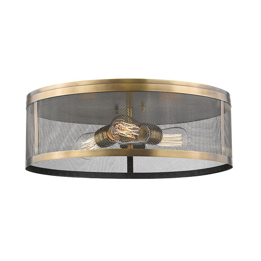 Z-Lite Meshsmith 3 Light Flush Mount, 18x18x6, Natural Brass - 331F18-NB