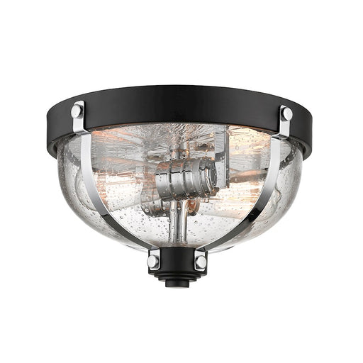 Z-Lite Burren 2 Light Flush Mount, Matte Black/Chrome/Seedy - 337F2MB-CH