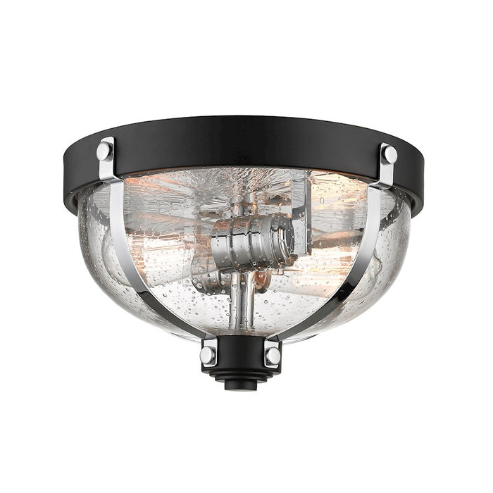 Z-Lite Burren 2 Light Flush Mount, Matte Black/Chrome/Seedy - 337F2MB-CH