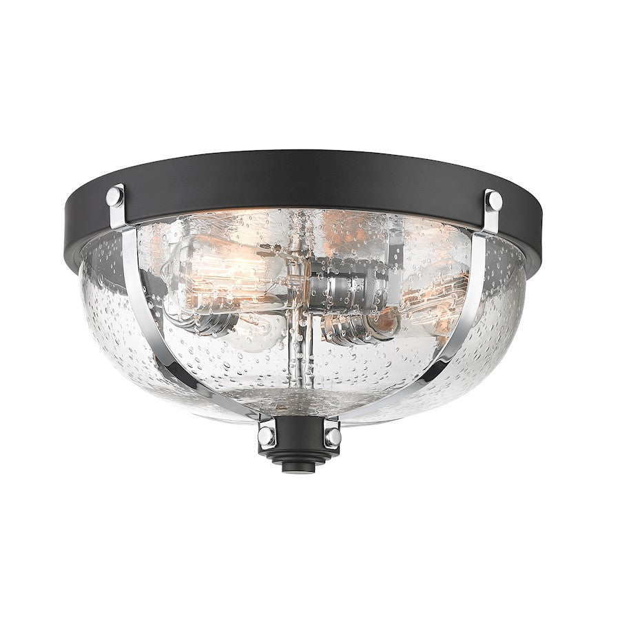 Z-Lite Burren 3 Light Flush Mount, Matte Black/Chrome/Seedy - 337F3MB-CH