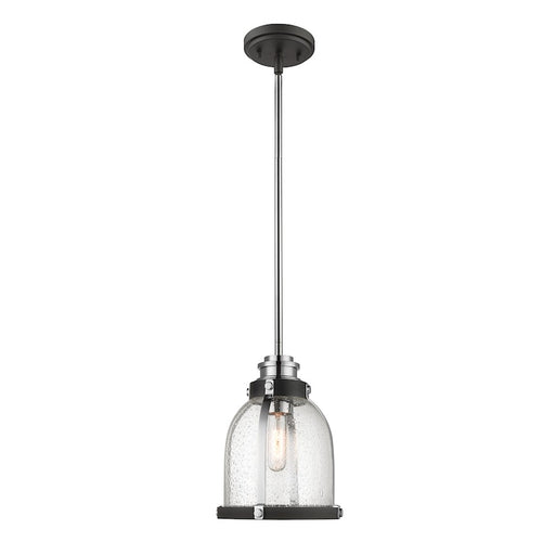 Z-Lite Burren 1 Light Mini Pendant, Matte Black/Chrome/Seedy - 337MP-MB-CH