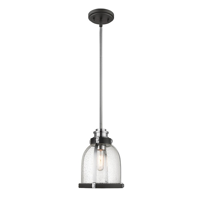 Z-Lite Burren 1 Light Mini Pendant, Matte Black/Chrome/Seedy - 337MP-MB-CH