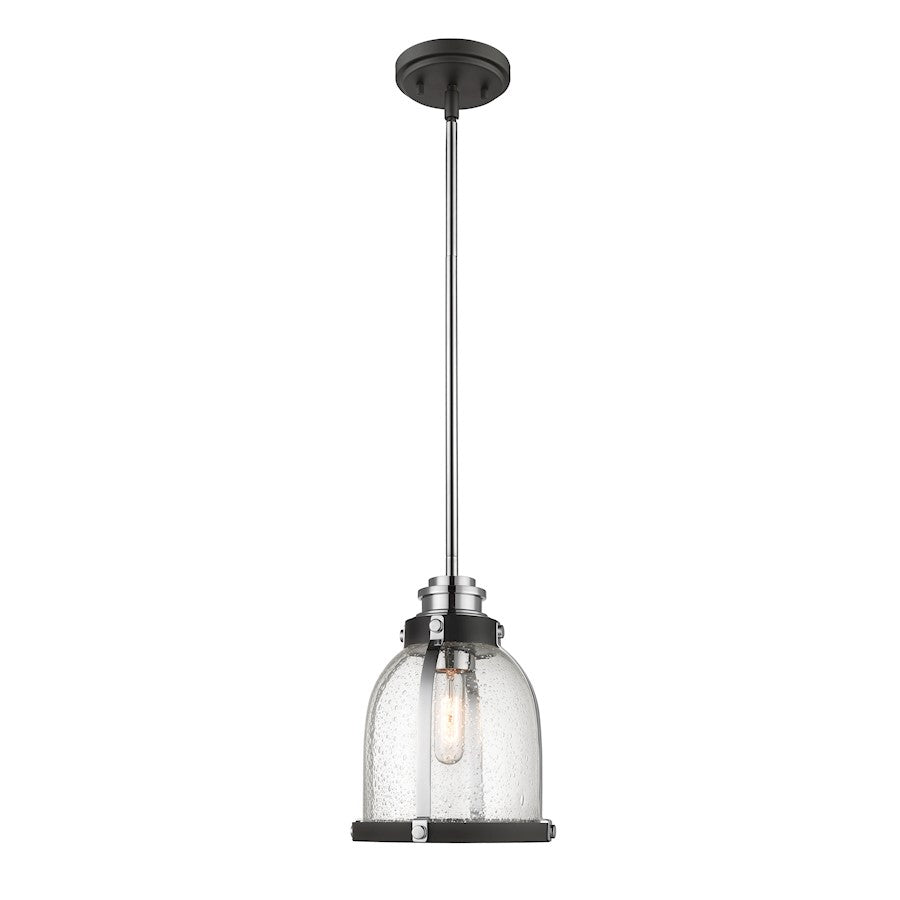 Z-Lite Burren 1 Light Mini Pendant, Matte Black/Chrome/Seedy - 337MP-MB-CH