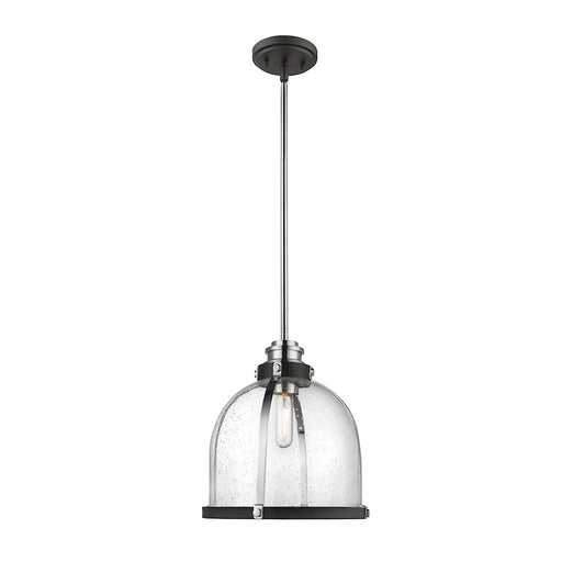 Z-Lite Burren 1 Light Pendant, Matte Black/Chrome/Seedy - 337P12MB-CH