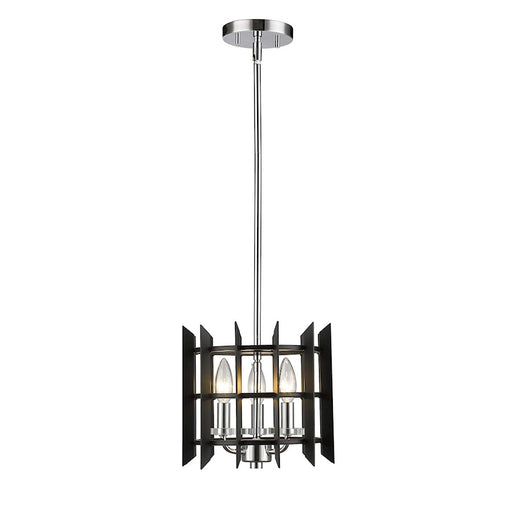 Z-Lite Haake 3 Light Mini Pendant, Chrome/Matte Black - 338-10MB-CH