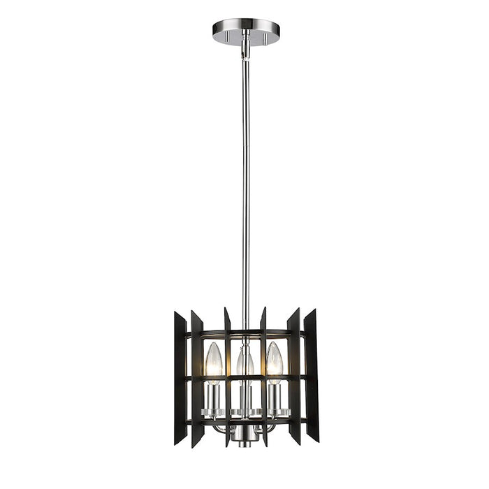 Z-Lite Haake 3 Light Mini Pendant, Chrome/Matte Black - 338-10MB-CH