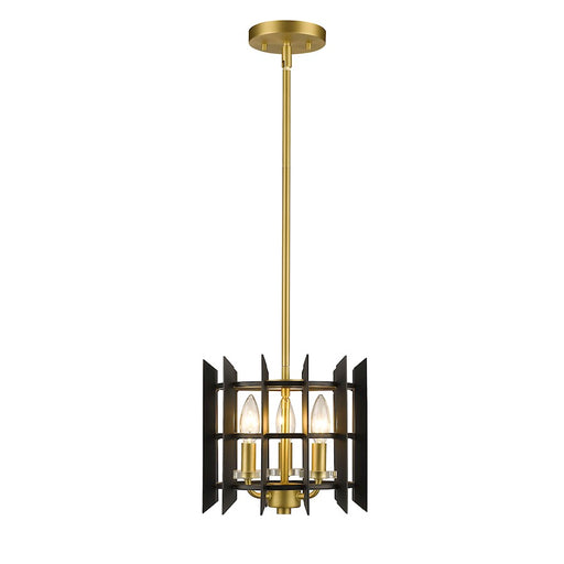 Z-Lite Haake 3 Light Mini Pendant, Satin Brass/Matte Black - 338-10MB-SBR