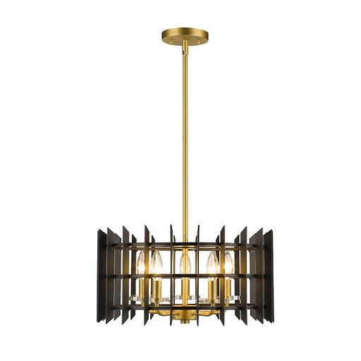 Z-Lite Haake 5 Light Pendant, Satin Brass/Matte Black - 338-18MB-SBR