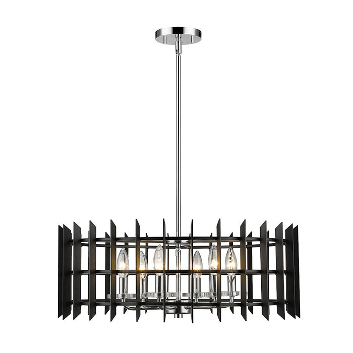 Z-Lite Haake 6 Light Pendant, Chrome/Matte Black - 338-24MB-CH
