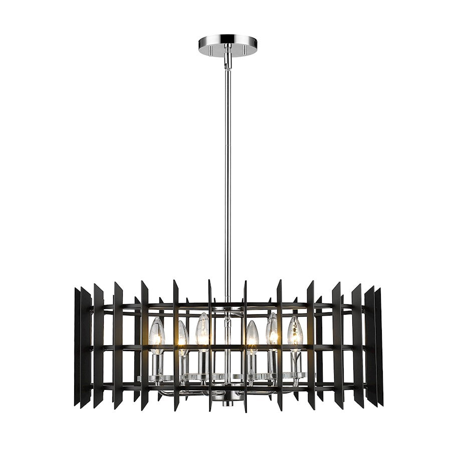 Z-Lite Haake 6 Light Pendant, Chrome/Matte Black - 338-24MB-CH