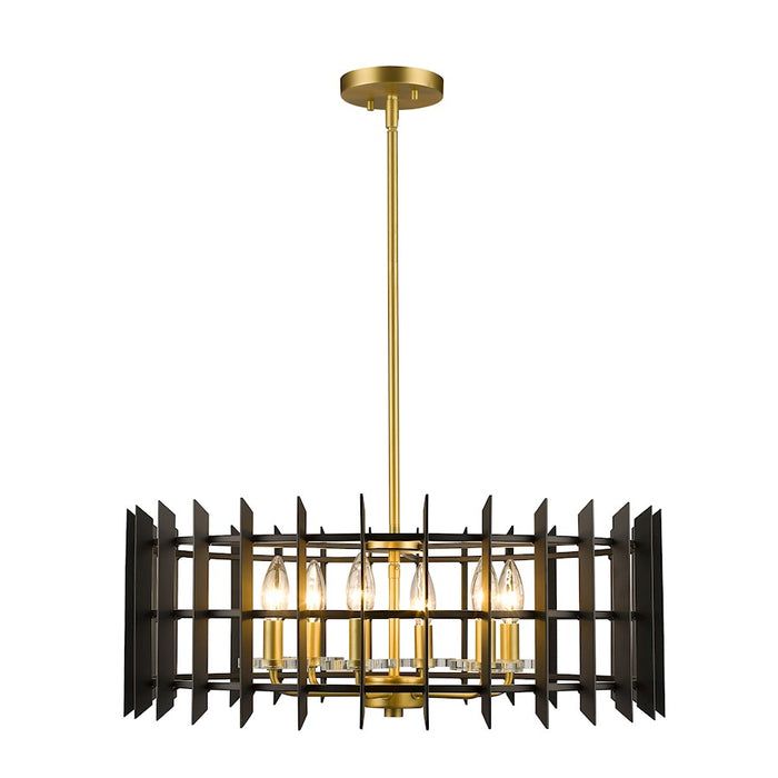 Z-Lite Haake 6 Light Pendant, Satin Brass/Matte Black - 338-24MB-SBR