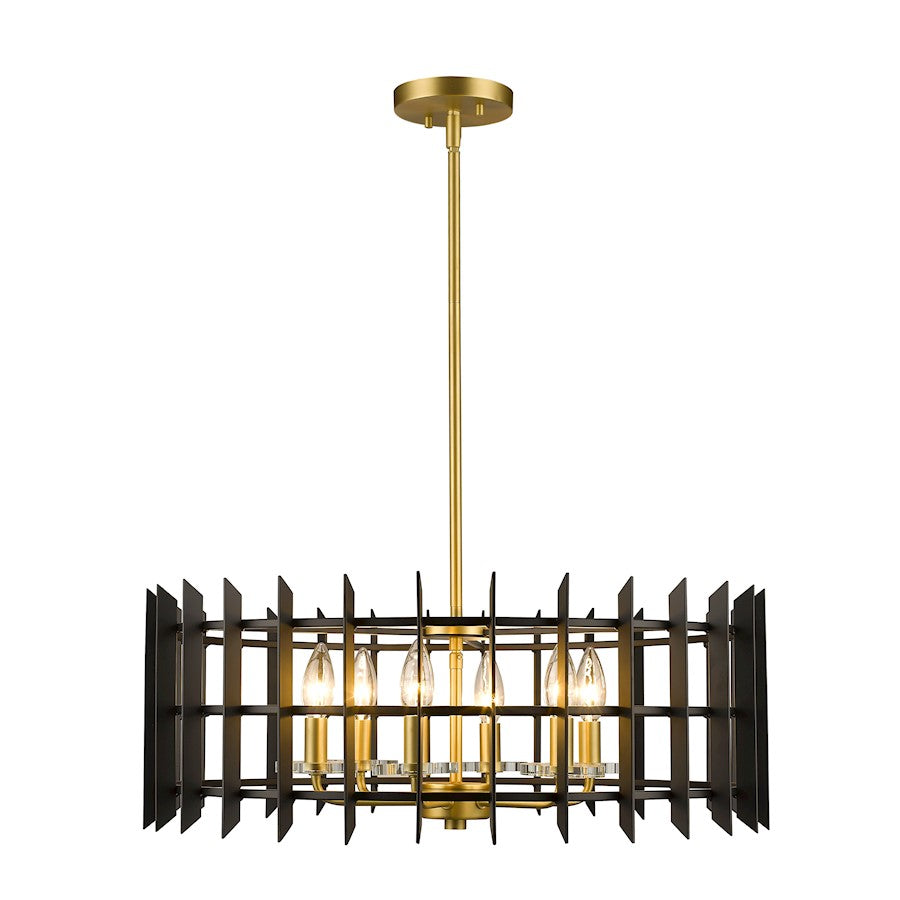 Z-Lite Haake 6 Light Pendant, Satin Brass/Matte Black - 338-24MB-SBR