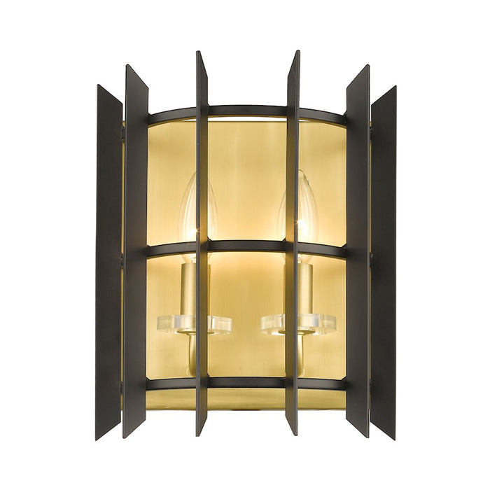 Z-Lite Haake 2 Light Wall Sconce, Satin Brass/Matte Black - 338-2S-MB-SBR