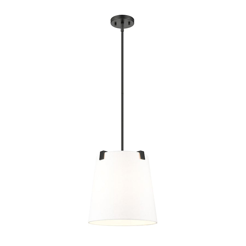 Z-Lite Weston 3 Light Pendant, Matte Black/White Linen - 3501P13-MB