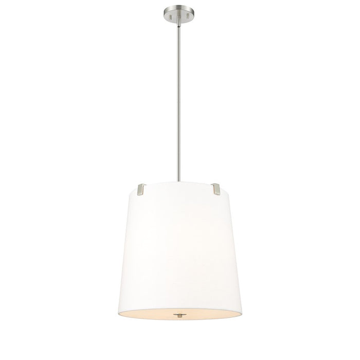 Z-Lite Weston 5 Light Pendant, Brushed Nickel/White Linen - 3501P18-BN