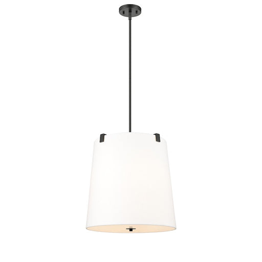 Z-Lite Weston 5 Light Pendant, Matte Black/White Linen - 3501P18-MB