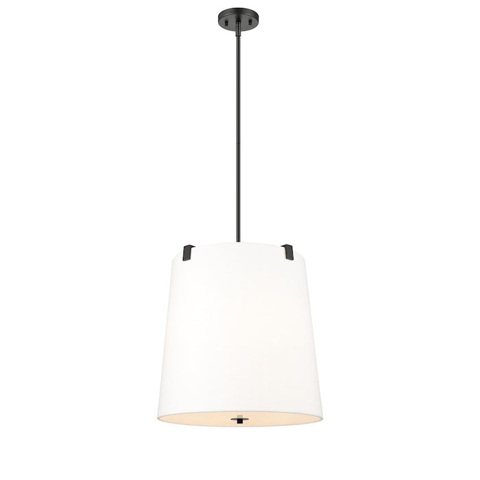 Z-Lite Weston 5 Light Pendant, Matte Black/White Linen - 3501P18-MB