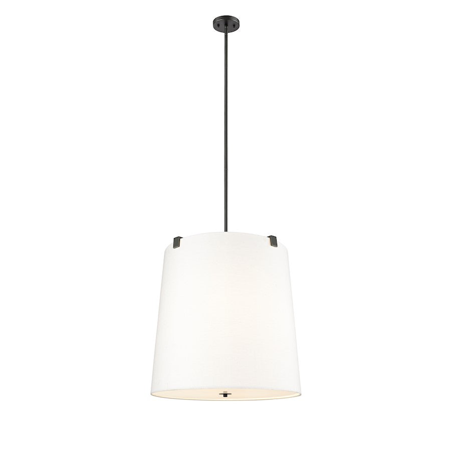 Z-Lite Weston 6 Light Pendant, Matte Black/White Linen - 3501P24-MB