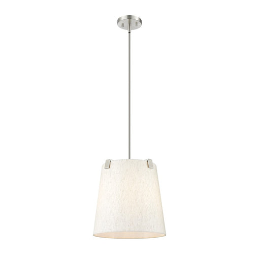 z-lite weston 3 light pendant, brushed nickel/cream