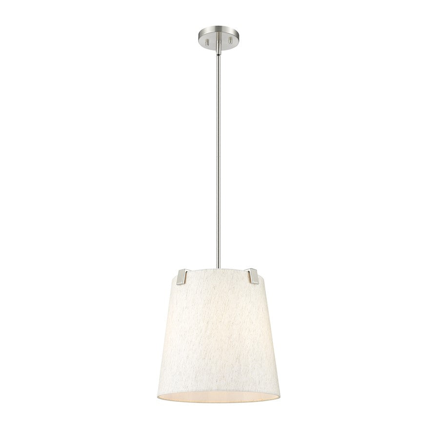 z-lite weston 3 light pendant, brushed nickel/cream