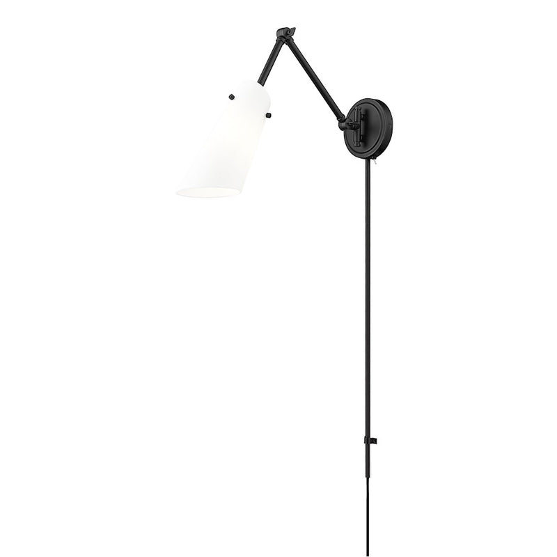 Z-Lite Julia 1 Light Wall Sconce, Matte Black/Opal