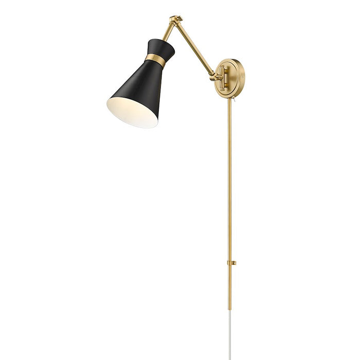 Z-Lite Soriano 1 Light Wall Sconce, Matte Black/Modern Gold