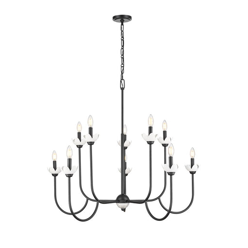 Z-Lite Allistair 10 Light Chandelier, Matte Black/Clear Ribbed - 352-10MB