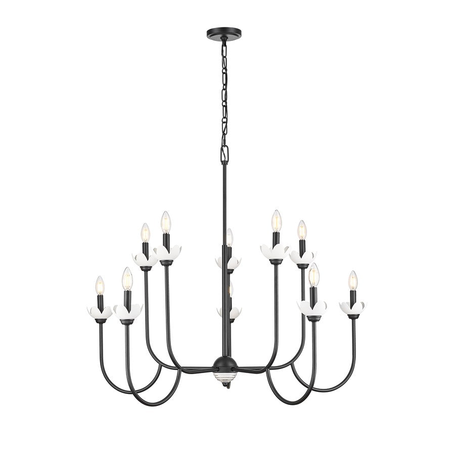 Z-Lite Allistair 10 Light Chandelier, Matte Black/Clear Ribbed - 352-10MB