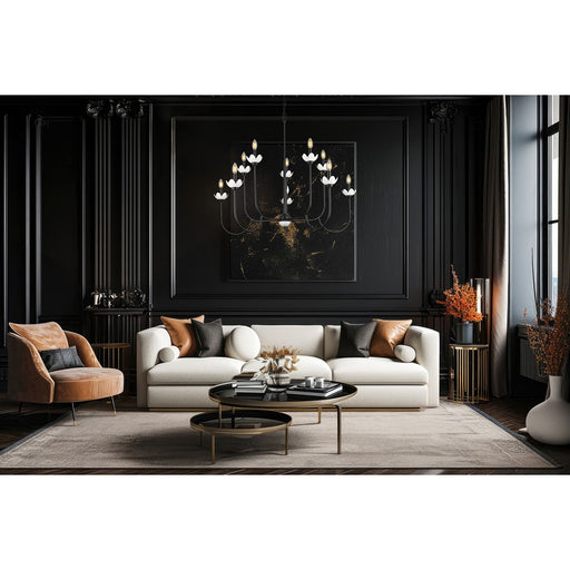 Z-Lite Allistair 10 Light Chandelier, Matte Black/Clear Ribbed