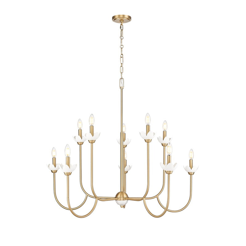 Z-Lite Allistair 10 Light Chandelier, Modern Gold/Clear Ribbed - 352-10MGLD
