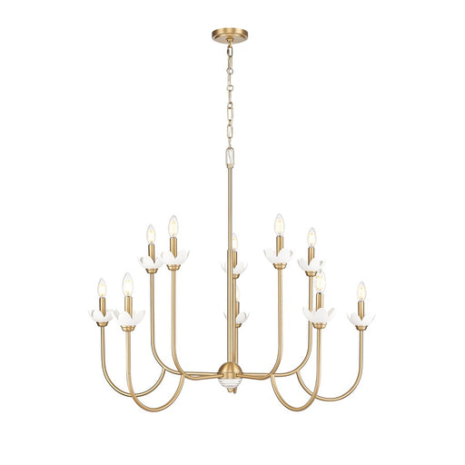 Z-Lite Allistair 10 Light Chandelier, Modern Gold/Clear Ribbed - 352-10MGLD
