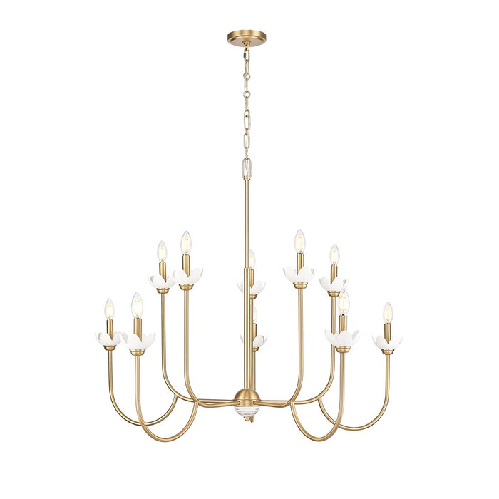 Z-Lite Allistair 10 Light Chandelier, Modern Gold/Clear Ribbed - 352-10MGLD