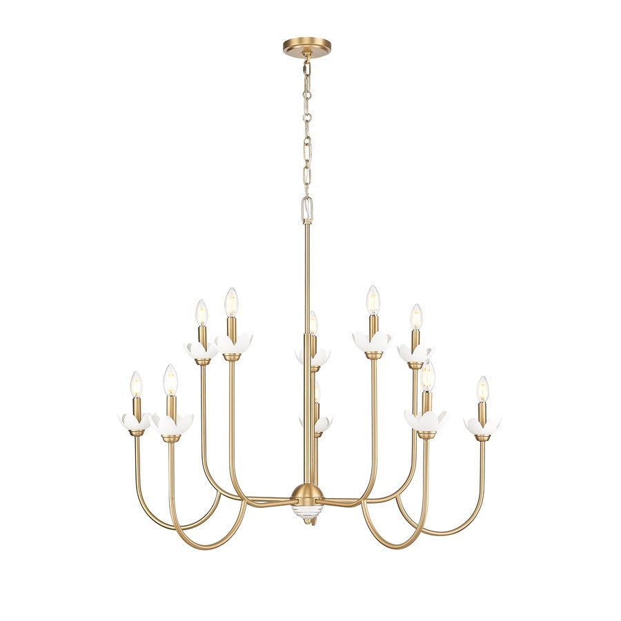 Z-Lite Allistair 10 Light Chandelier, Modern Gold/Clear Ribbed - 352-10MGLD