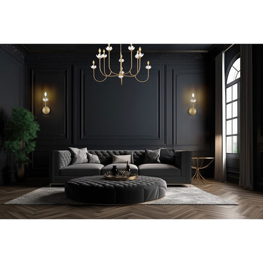 Z-Lite Allistair 10 Light Chandelier, Modern Gold/Clear Ribbed