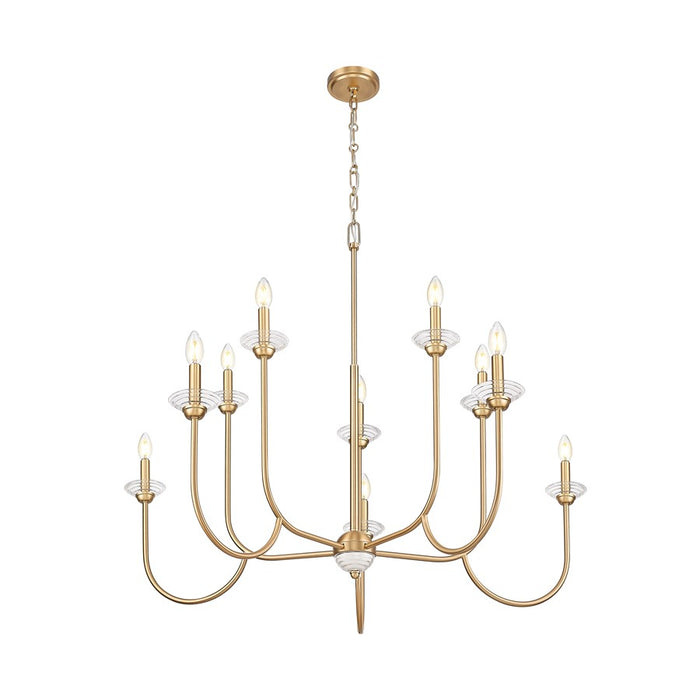 Z-Lite Allistair 10 Light Chandelier, Modern Gold/Clear Ribbed