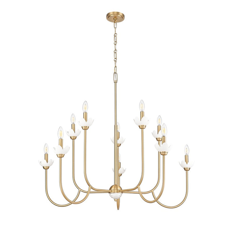 Z-Lite Allistair 10 Light Chandelier, Modern Gold/Clear Ribbed