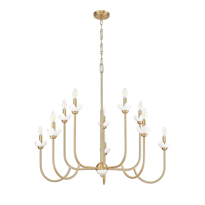 Z-Lite Allistair 10 Light Chandelier, Modern Gold/Clear Ribbed