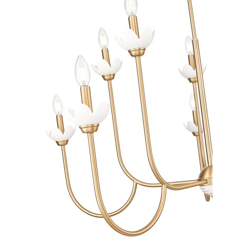 Z-Lite Allistair 10 Light Chandelier, Modern Gold/Clear Ribbed