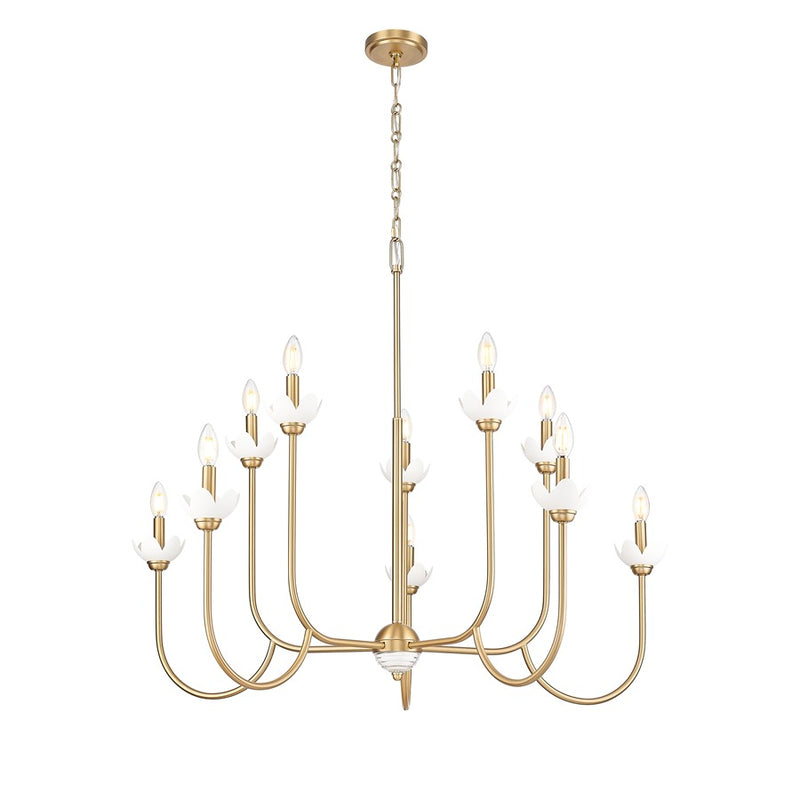Z-Lite Allistair 10 Light Chandelier, Modern Gold/Clear Ribbed